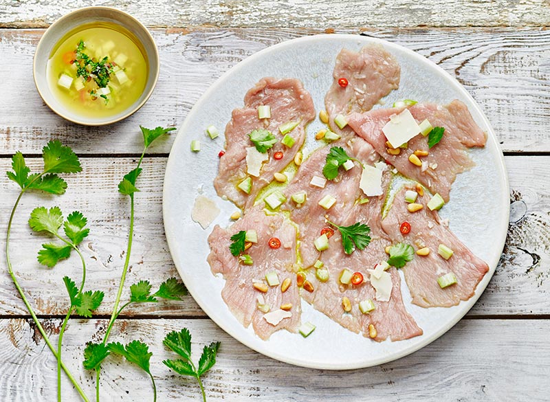 Carpaccio de filet de veau épicé à la coriandre