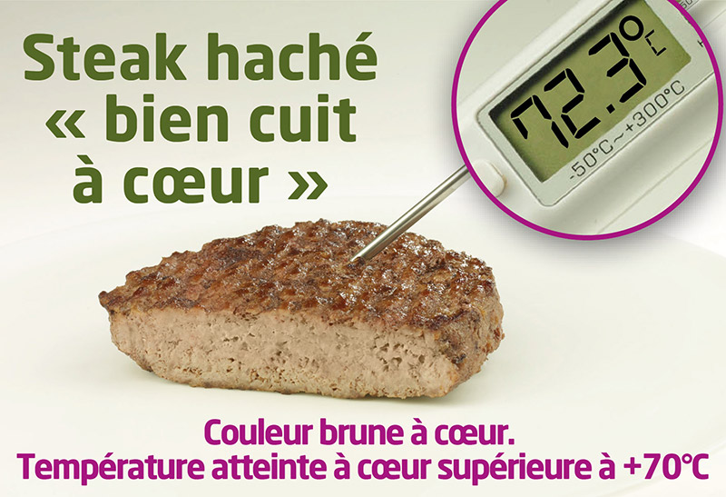 Cuisson steak haché "bien cuit à coeur"