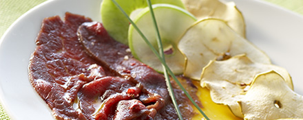 Carpaccio de viande chevaline aux pommes