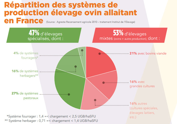 Répartition des systèmes de production élevage ovin allaitant en France