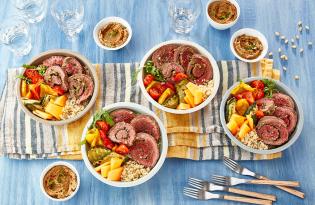 Recette de Poke bowl de boeuf au pistou et légumes grillés Recette de Poke bowl de boeuf au pistou et légumes grillés
