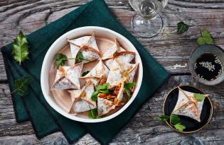 Wontons frits à la joue de boeuf confite (ravioles croustillantes)