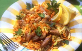 Escalopines de veau et salade de blé aux fruits secs