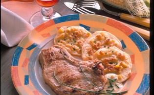 Côte de veau aux galettes de maïs