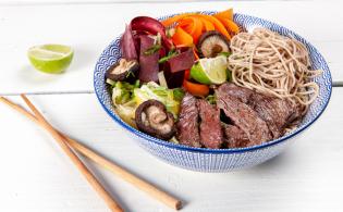 Soupe de nouilles soba à l’onglet de bœuf