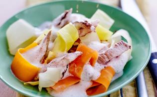 Wok de veau et tagliatelles de légumes