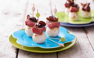 Bonbons de riz au bœuf et aux champignons exotiques