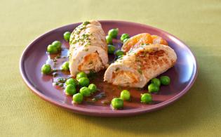 Roulades de veau au chèvre, au pain d'épices et aux abricots