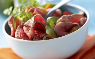 Salade de boeuf aux poivrons confits