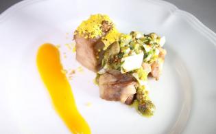 Croustillants de tête de veau à la mangue et sauce gribiche