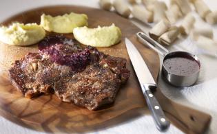 Entrecôte marchand de vin, purée de Rattes