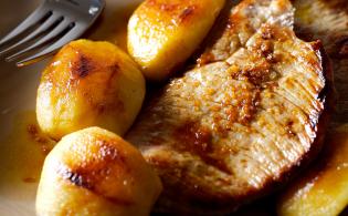 Recette d'Escalopes de veau au cidre, pommes caramélisées au beurre