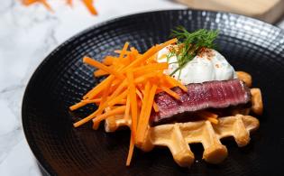 Gaufre salée boeuf et carottes