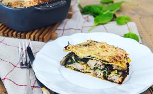 Lasagnes de veau, épinards et champignons de Paris