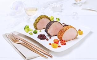 Médaillons de veau aux trois couleurs et leurs légumes assortis