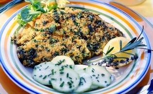 Escalope de veau milanaise aux herbes et au citron