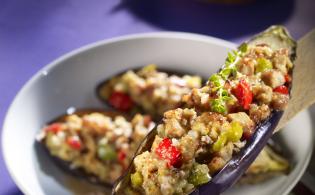 Aubergines farcies au veau