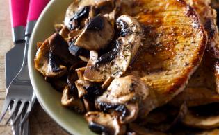 Escalopes de veau aux champignons et vinaigre de Xérès