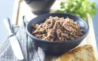 Rillette de pot-au-feu aux deux moutardes