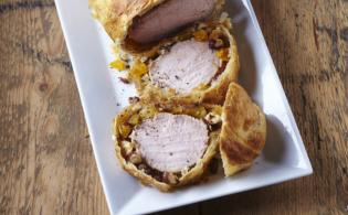 Rôti de veau en croûte panée aux fruits secs