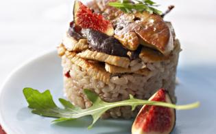 Veau en risotto au foie gras et aux figues