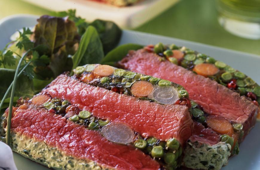 Terrine de boeuf à la jardinière de légumes