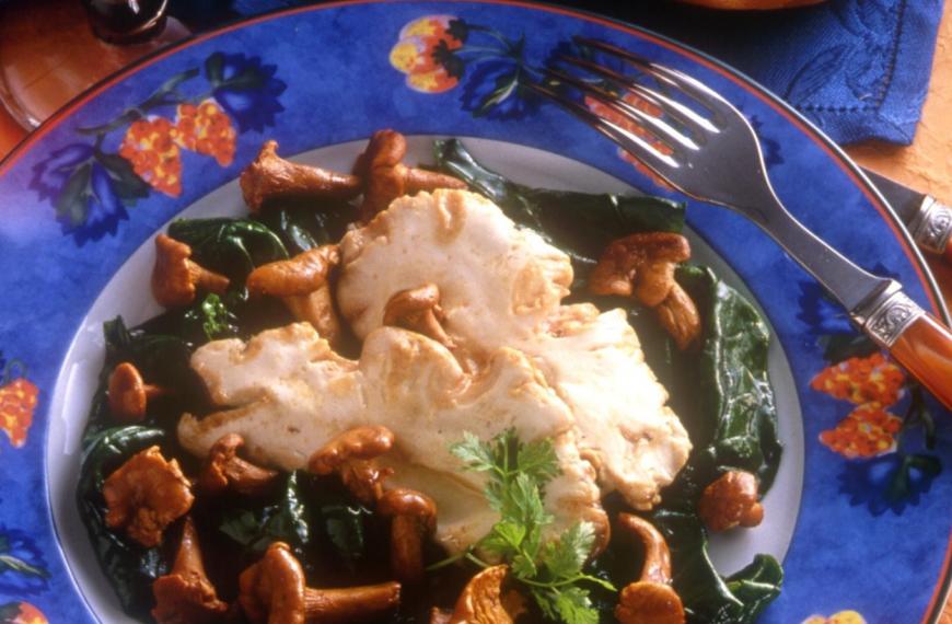 Escalopes de cervelles d'agneau aux épinards