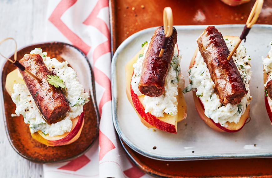 Bouchées de saucisse de veau aux deux pommes