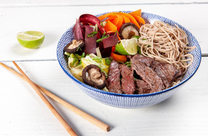 Soupe de nouilles soba à l’onglet de bœuf