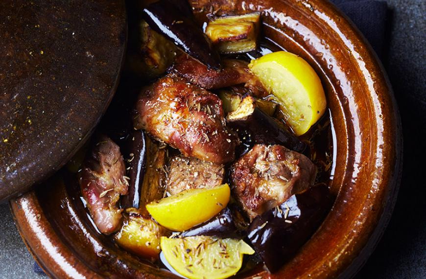 Tajine d'agneau aux aubergines au citron confit, Recettes