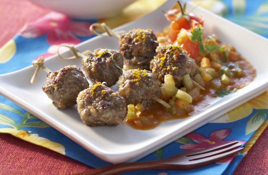 Boulettes de boeuf à la créole, fricassée de patates douces aux épices