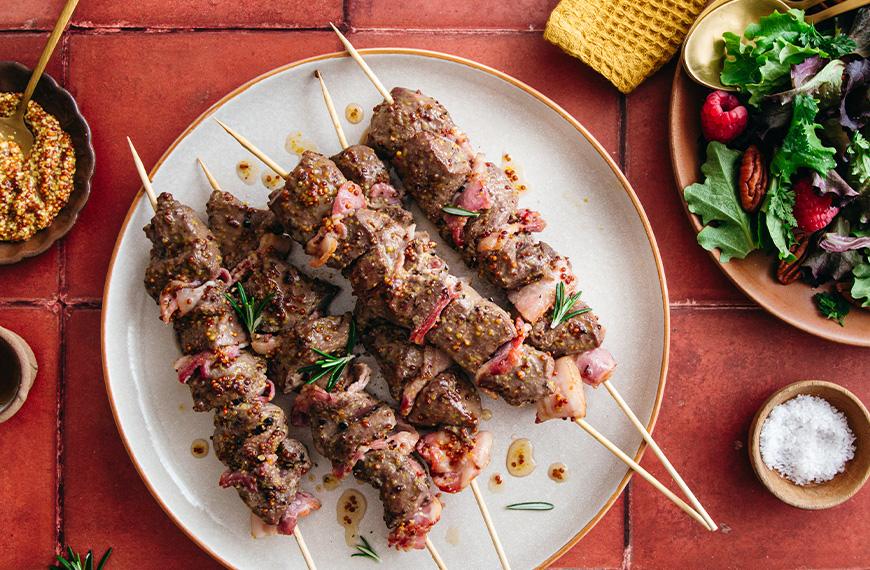 Brochettes de foie de veau au bacon