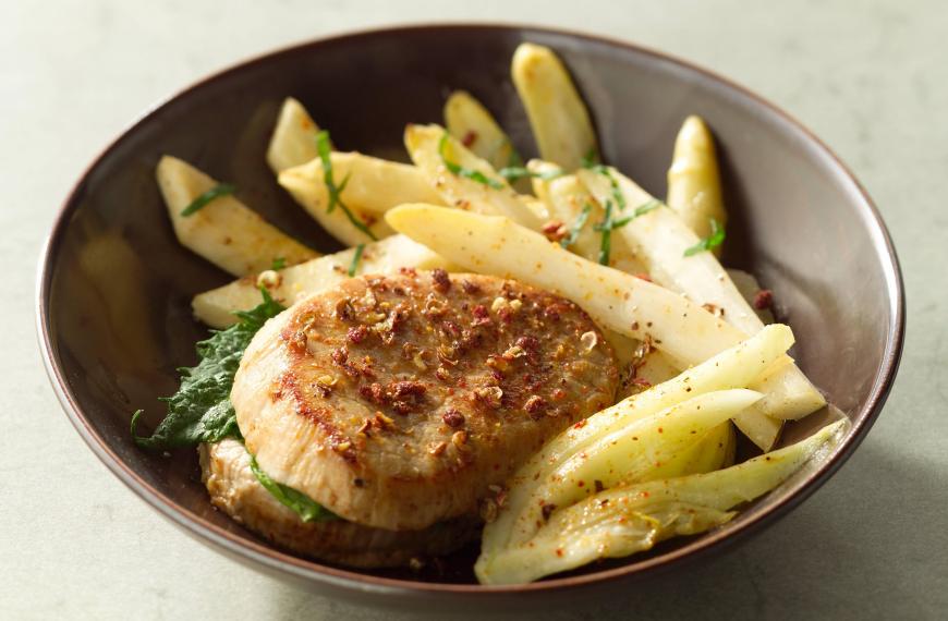 Grenadins de veau au poivre-fleur et au shiso