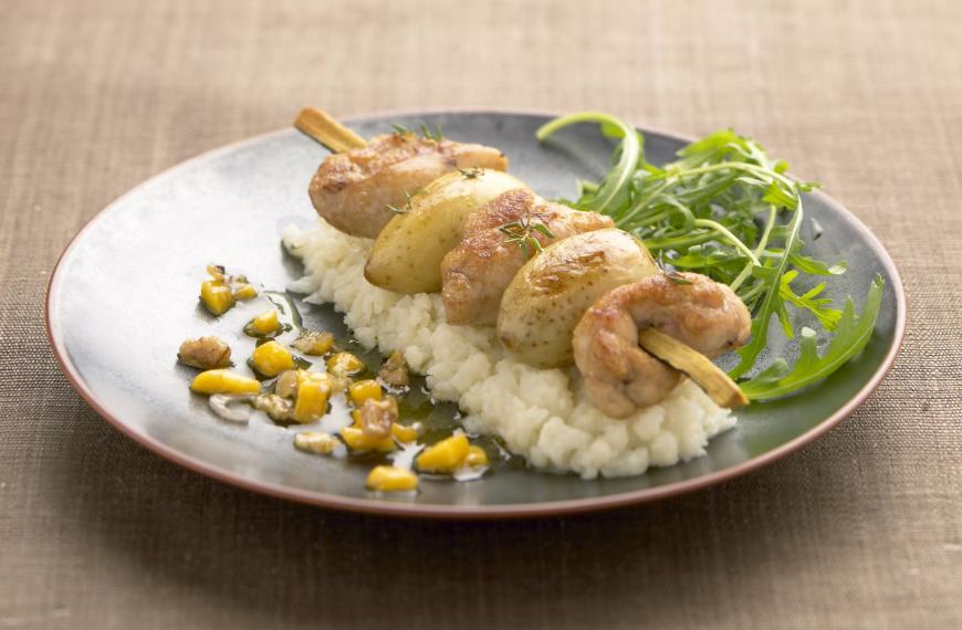 Brochette de ris d'agneau au réglisse Brochette de ris d'agneau au réglisse