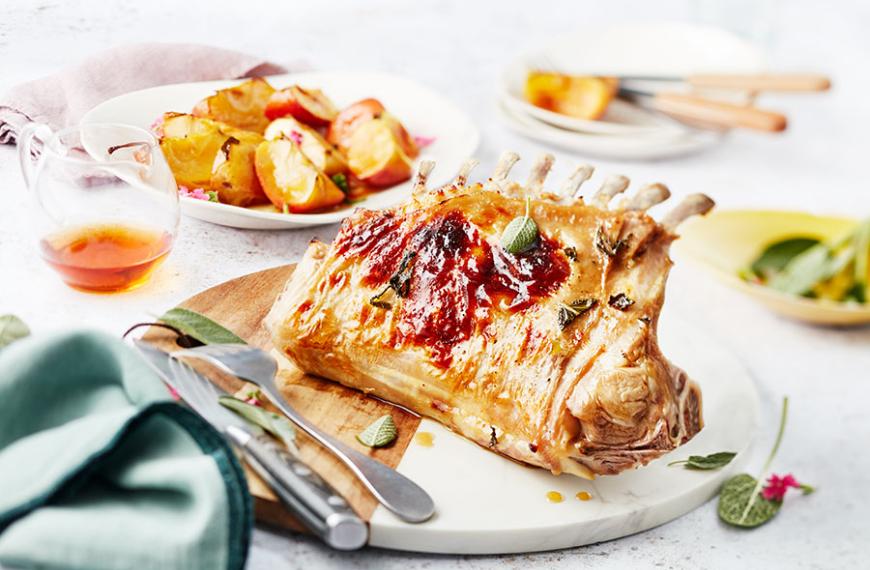 Carré de chevreau laqué au miel et vinaigre de cidre