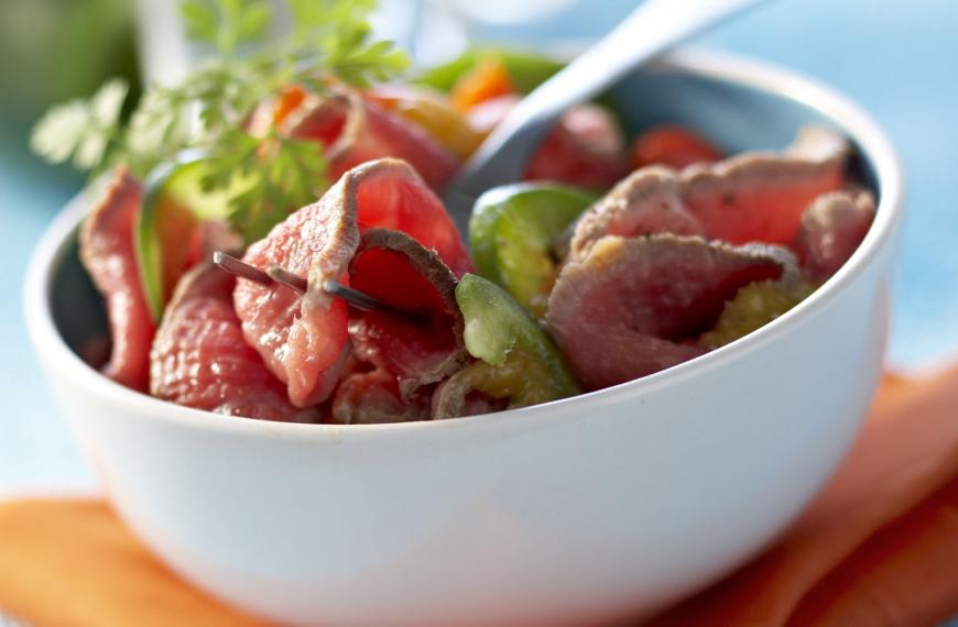 Salade de boeuf aux poivrons confits