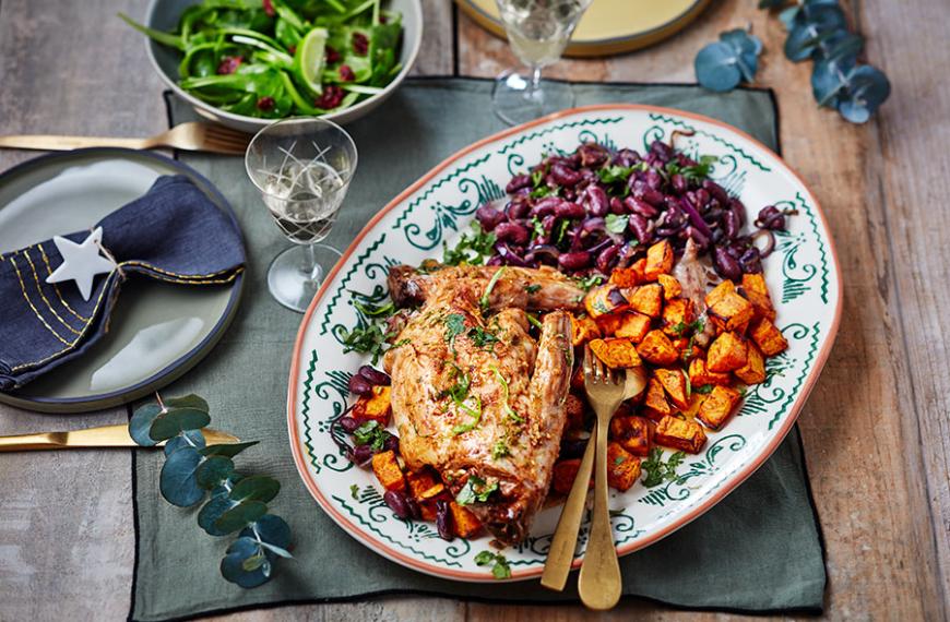 Chevreau confit citron vert, coriandre et haricots rouges au paprika fumé