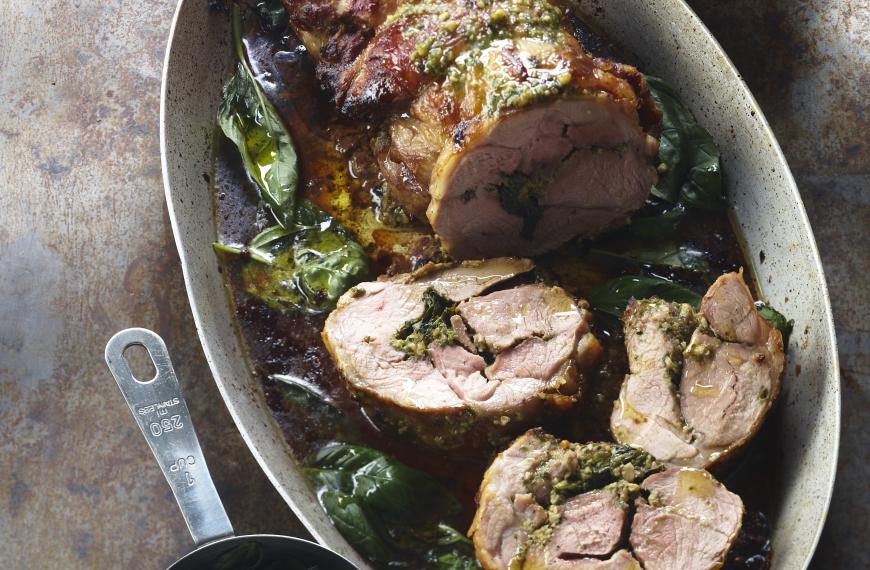 Recette d'Epaule d’agneau au four roulée au pesto