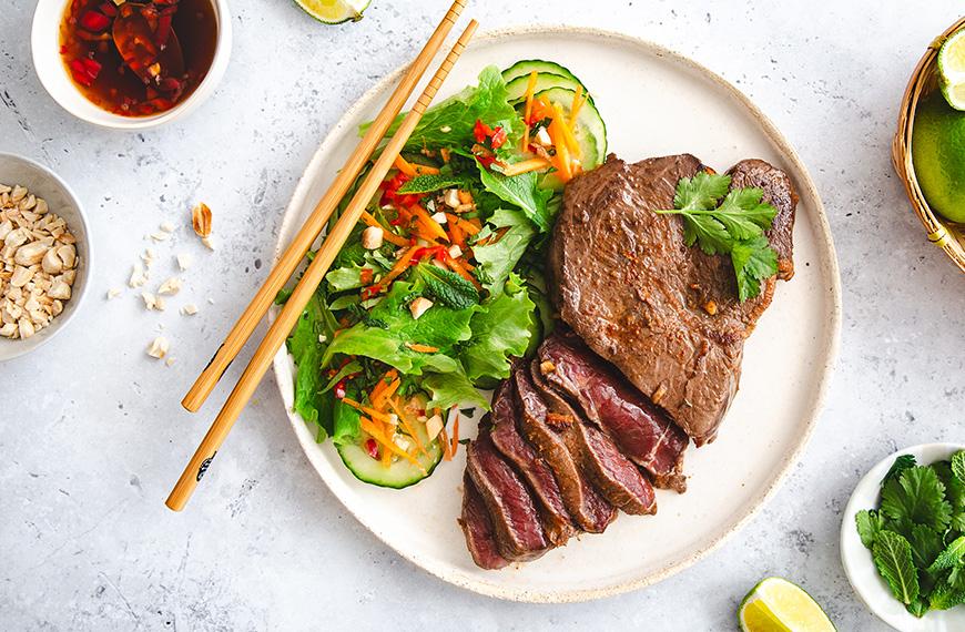 Faux-filet de viande chevaline façon thaï
