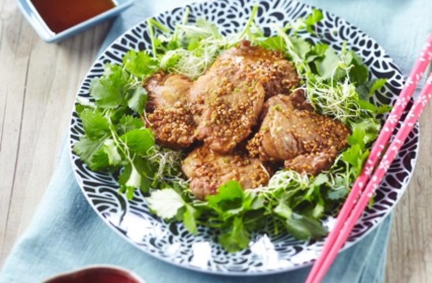 Salade asiatique au filet mignon de porc bio Salade asiatique au filet mignon de porc bio