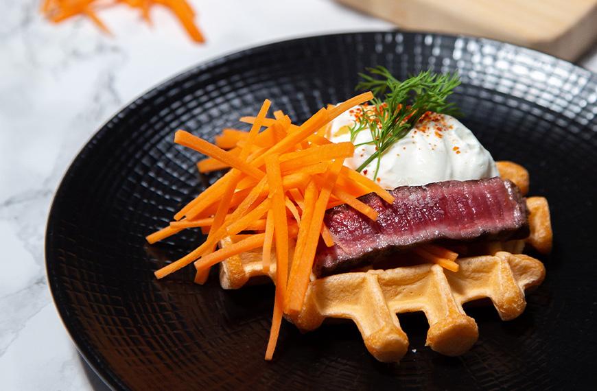 Gaufre salée boeuf et carottes