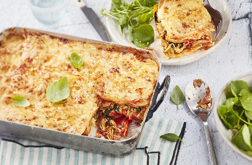 Lasagnes de chevreau aux épices et épinards