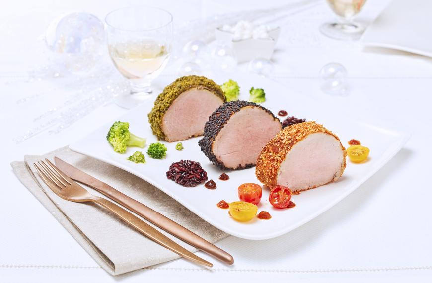 Médaillons de veau aux trois couleurs Médaillons de veau aux trois couleurs et leurs légumes assortis