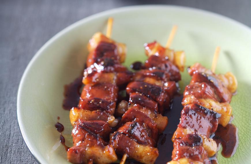 Brochettes de foie de veau laquées au miel