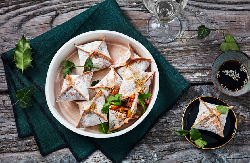 Wontons frits à la joue de boeuf confite (ravioles croustillantes)