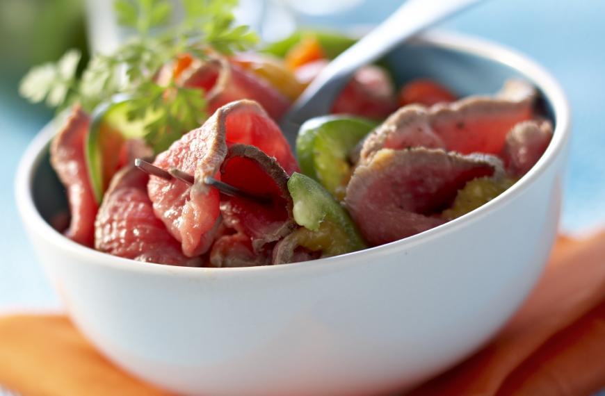 Salade de rumsteck aux poivrons confits Salade de rumsteck aux poivrons confits