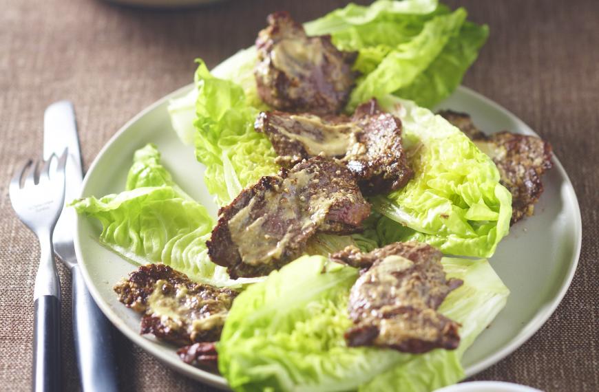 Salade d’onglet de bœuf à la moutarde Salade d’onglet de bœuf à la moutarde