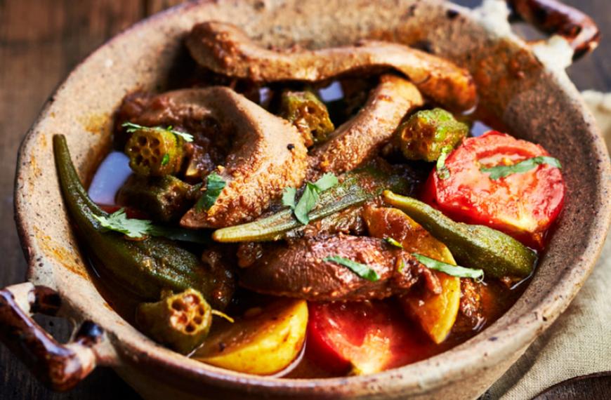 Tajine de langue d’agneau aux gombos et citrons confits