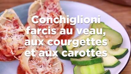 Conchiglioni farcis au veau, aux courgettes et aux carottes