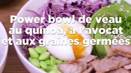 Power bowl de veau au quinoa, à l'avocat et aux graines germées